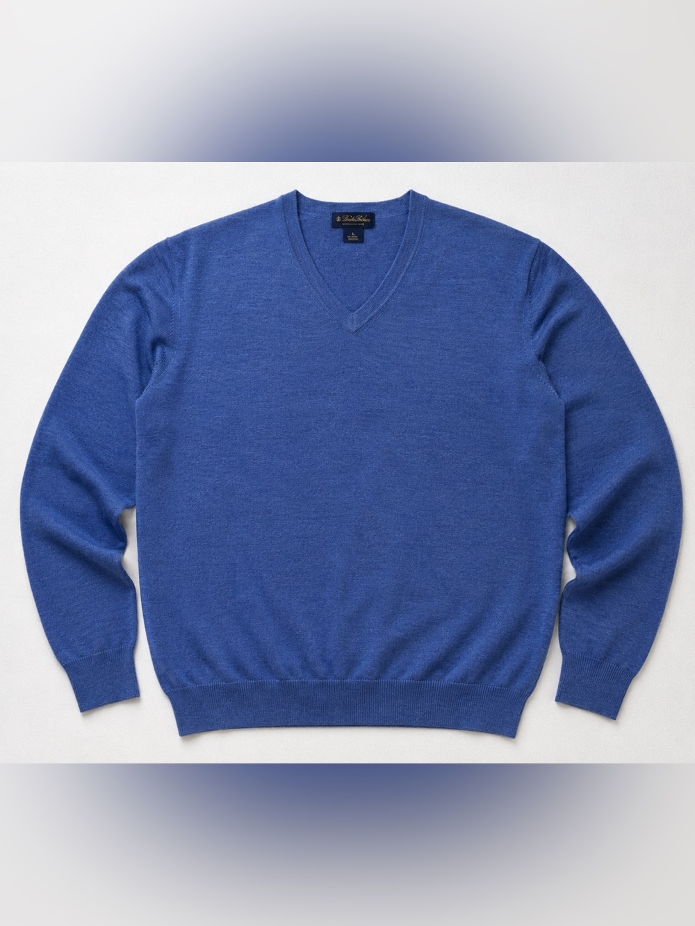 Men's‎ Brooks Brothers Merino Wool Blend V Neck Blue Sweater Size XL
